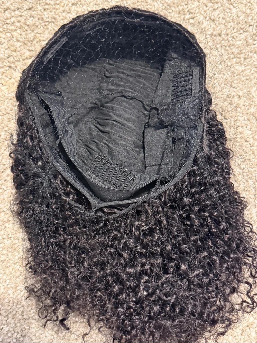 16-Inch Curly Human Hair Wig - Black